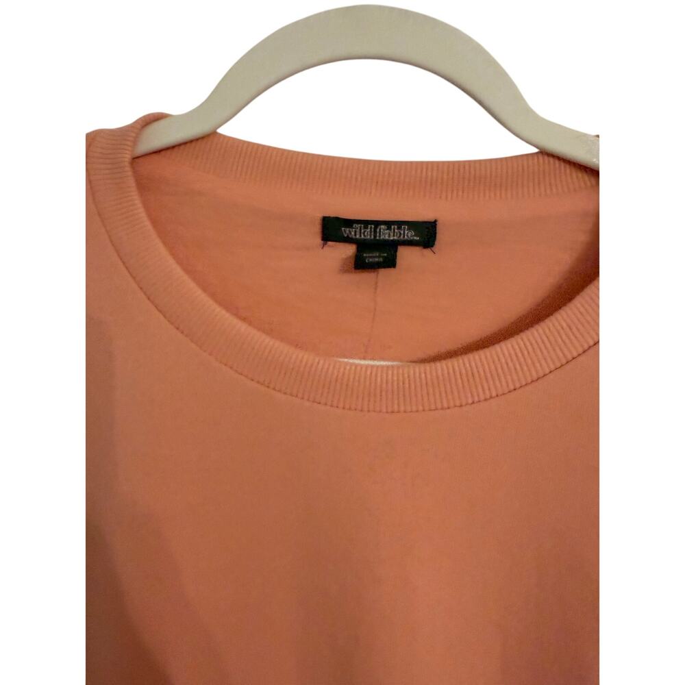 Wild Fable NWOT Cropped Bubble Hem Cozy Sweatshirt‎ Women's M Peach Athleisure - Picture 3 of 12